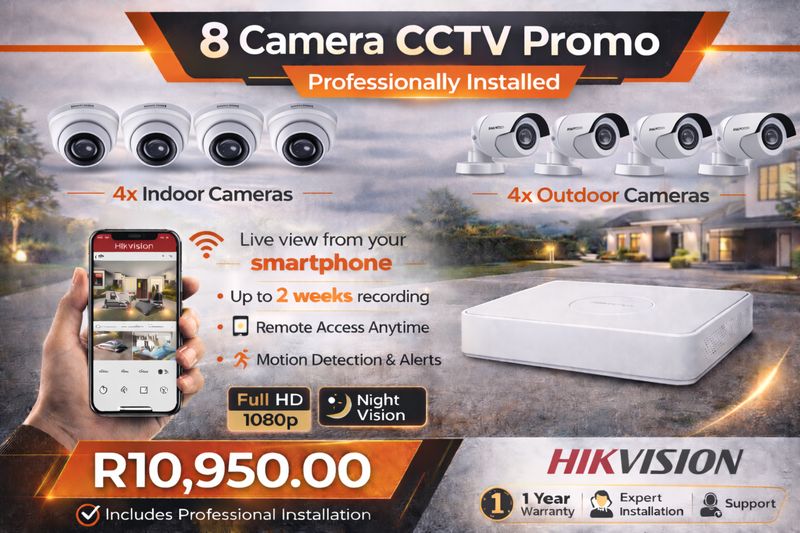 8 Camera Hikvision promotion for R10950